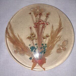 Vintage Lucite Floral and Bird Trivet